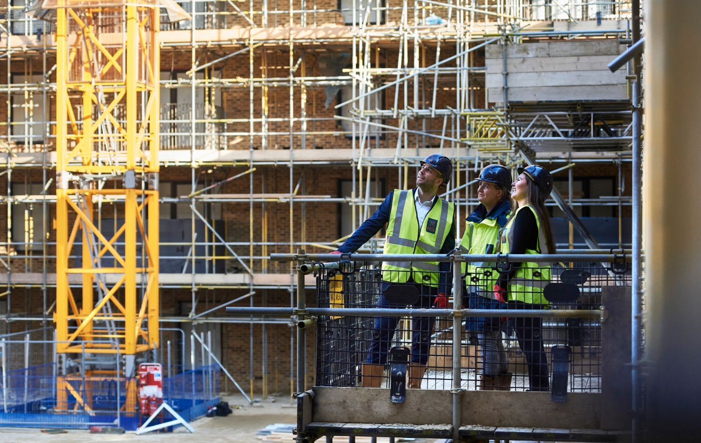 A team from Hill inspect works at Lampton Parkside, Hounslow.