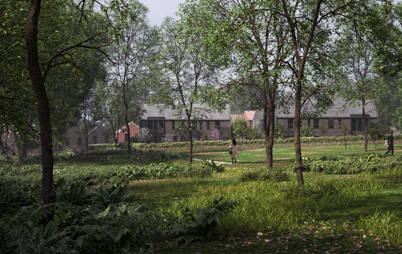 CGI of Whalebones Park, Barnet, North London.